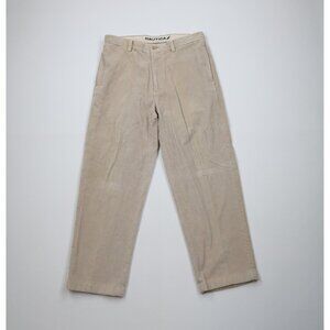 Vintage 90s Nautica Mens 34x29 Faded Relaxed Fit Wide Leg Corduroy Chino Pants